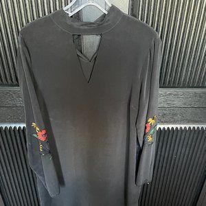 Baldwin Kansas City Black Silk Dress w/ Embroidery M